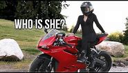 CUTE GIRL rides a Ducati 959 Panigale