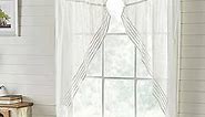 Piper Classics Kathryn Prairie Swags, Set of 2, 63" Long, Gathered Curtains with Drawstring in a Linen-Look Soft White Cotton Semi-Sheer Fabric, Farmhouse, Cottage, Country Style