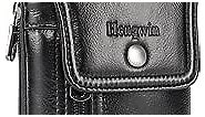 Hengwin Belt Case for iPhone 13 Pro Max Samsung Galaxy S23+ S22+ Holster Case with Belt Clip, Genuine Leather Cell Phone Holder Belt Pouch for iPhone 12 Pro Max 11 Pro Max 7 Plus 8 Plus 6 Plus (Black)
