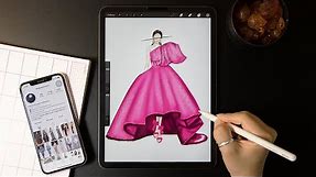Digital Fashion illustration tutorial: Dress, with Procreate on iPad Pro