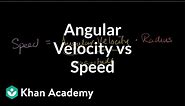 Relationship between angular velocity and speed | Physics | Khan Academy