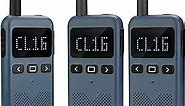 Retevis RB19 Walkie Talkies 3 Pack, Ultra-Slim Two Way Radios Rechargeable, USB-C,1650mAh Battery, Dot Matrix Screen,Hands Free 2 Way Radio for Clinic Small Business Office Gifts Skiing(3 Pack)