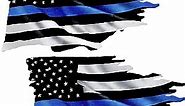 AZ House of Graphics Thin Blue Line Tattered Flag Decal, Tattered Thin Blue Line Sticker, Support Law Enforcement Flag Stickers, Blue Lives Matter Sticker for Car Window Truck Motorcycle - Made in USA - 2 Pack