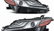 No-Fogging Headlight Assembly Fit For Full LED 18 Camry 19 Camry 20 Camry 21 Camry 2018 2019 2020 2021 Toyota Camry XSE/XLE Driver And Passenger Side (Black Housing Amber Reflector)
