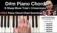 D#m Piano Chord | D Sharp Minor + Inversions Tutorial + FREE Chord Chart