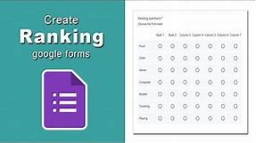 How to create ranking questions using google forms