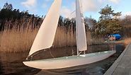 Modern 12mR scale RC yacht sailing