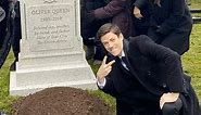 Grant Gustin Next To Oliver Queen's Grave