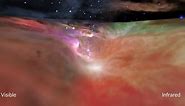 Flight Through the Orion Nebula: Visible and Infrared Light | Hubble