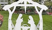 Onory 3FT Outdoor White Nativity Scene Yard Display Set, Weather-Resistant Decor, Front Lawn Sign Thanksgiving Christmas Decorations, Water-Resistant PVC Material (White)