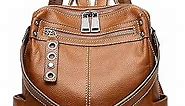 Genuine Leather Backpack Purse For Women Real Soft Leather Travel Fashion Designer Convertible Ladies Shoulder Bag