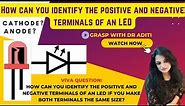 How can you identify the positive and negative terminals of an LED?