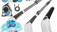 Electric Spin Scrubber,Cordless Cleaning Brush,Shower Cleaning Brush with 8 Replaceable Brush Heads, Power Scrubber 3 Adjustable Speeds,Adjustable & Detachable Long Handle,Voice Broadcast