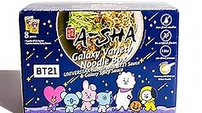 A-Sha x BT21 8-Pack Galaxy Variety Ramen Noodles, Air-Dried Universtar Noodles with Spicy Galaxy & BT21 Sauce, 4 servings each flavor