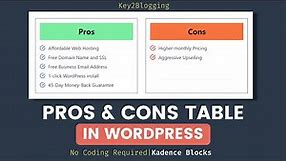 How to Add Pros and cons Table in WordPress | Kadence Blocks