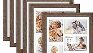 Langdon House 11x14 Collage Picture Frames w/Mat for 5-4x6 Photos (Rustic Brown, 6 Pack) Traditional Wood-Like Photo Frames for Any Décor Style, Richland Collection