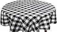 Hiasan Checkered Round Tablecloth 45 Inch - Waterproof Stain and Wrinkle Resistant Washable Fabric Table Cloth for Dining Room Party Outdoor Picnic, Black and White