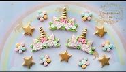 How to make UNICORN FLOWER CROWN COOKIES - How to make Royal Icing Flower Tutorial INCLUDED!