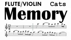 Memory from Cats Flute Violin Sheet Backing Track Partitura