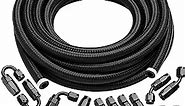 6AN 20FT Fuel Line Kit, AN6 Nylon Stainless Steel Braided CPE Fuel Line Hose Fittings Kit, With 26 PCS Swivel Hose End Fittings.