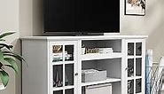 LGHM White TV Stand, Entertainment Center for 65 inch TV, 58" Modern Farmhouse TV Stand with Glass Door, Tall TV Console or Storage Cabinet and Sideboard Buffet