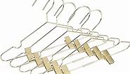 Baby Clothes Hangers 12.6" Gold Metal Skirt Hanger with 2 Adjustable Clips Closet Storage Heavy Duty Rack Kids Shirts, Pants Coats Display Space Saving Solution for Wardrobe 25 Pack