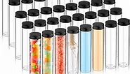 Hsei 40 Pcs Plastic Test Tubes with Lids 110ml Clear Tubes Flat Bottomed Tubes for Candy Spices Dried Flowers Seed Bead Liquids Powders Science Party Supplies Christmas Gift(Clear, Black Lid)