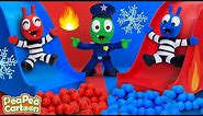 Red vs Blue Slide Adventure - Police Cartoon - Pea Pea Cartoon