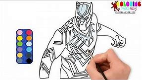 How to draw and paint Black Panther coloring pages for kids