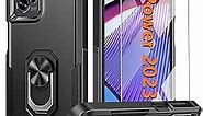 FNTCASE for Motorola Moto G-Power-5G 2023 Case: Moto G 5G 2023 Phone Case with Tempered Glass Screen Protector - Rotatable Magnetic Ring Kickstand Holder - Military Protective Cell Cover Cases