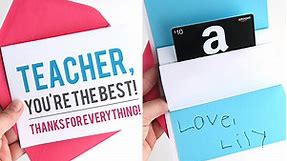 DIY teacher appreciation pop up gift card holder