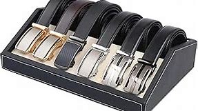 K KAIDIYIN Belt Organizer, 6 Grids Belt Display Holder for Closet and Drawer Belt Display Case Belt Storage Rack Belt Displayer Holder for Men Women Belt Display Storage (black)