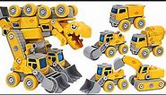 Construction truck robots! Transform vehicles set with dinosaur egg & screwdriver! | DuDuPopTOY
