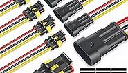 NAOEVO 3 Pin Connector Waterproof, 16 AWG 3 Wire Connectors, Automotive Electrical Connectors Male and Female Way With Heat Shrink Tubing for Car Truck Boat Wire Connection, 6 Kits