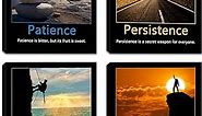 4 Piece Motivational Canvas Wall Art Inspirational Success Quotes Picture Painting Patience Persistence and Perspiration Poster Print Framed Modern Artwork Office Living Room Bedroom Decor