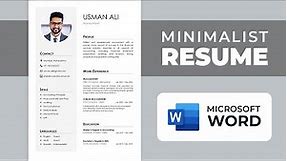 CV Design in MS Word | Minimalist Resume | Free Download