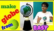 How to make globe with ball for school project easy making for kids rotating earth model diy