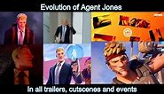 Evolution of Agent Jones in all Fortnite trailers, cutscenes, and events