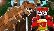 We Released a Massive T-Rex In Jurassic World Park in Minecraft Multiplayer Gameplay!