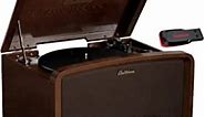 Electrohome Kingston 7-in-1 Vintage Vinyl Record Player Stereo System - 3-Speed Turntable Bluetooth AM/FM Radio CD Aux in RCA/Headphone Out Vinyl/CD to MP3 Recording & USB Playback w/ 32GB USB Drive