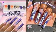 PURPLE HELLO KITTY GHOST NAILS 👻 | NEW BOMBNAILS HALLOWEEN ACRYLIC COLLECTION | EASY SPOOKY NAILS