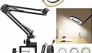 NOEVSBIG 5X Magnifying Glass Light Clamp Desktop Lamp Stand Desk Table Close Work Up for Crafting, Model Assembly, Reading, Sewing, Jewelry Making, HD Magnifier 30 Illumination Options for Elderly