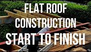 Flat Roof Construction Start to Finish - Steel Beam, Rafters, Insulation, Torch on Felt, Time Lapse