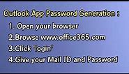 Outlook App Password Generation |16 digit outlook password |office 365 - outlook