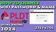 HOW TO CHANGE WIFI PASSWORD ON PLDT HOME FIBR ZTE F670L USING PHONE 2024