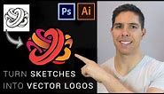 Turn sketches into vector logos: Digitizing drawings with Photoshop and Illustrator