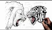 How To Draw Lion vs Tiger | Step By Step