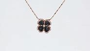 14k Rose Gold Black and White Diamond Four Leaf Clover Pendant Necklace (1/2 cttw) 18