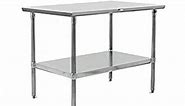 John Boos Stallion ST6-2430GSK Stainless Steel Flat Top Work Table with Adjustable Glavanized Lower Shelf and Legs, 30" Length x 24" Width