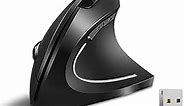 Vassink Ergonomic Mouse, Rechargeable Wireless Mouse, 2.4GHz Rechargeable Wireless Vertical Optical Mice with USB Receiver, 6 Buttons, 800/1200/1600 DPI, for Laptop, PC, Computer Black